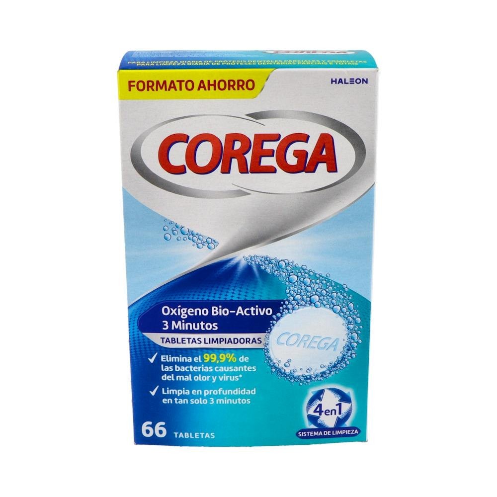 Corega Oxígeno Bio Activo 3 Minutos 66 tabletas limpiadoras
