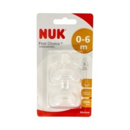 Nuk Fc tetina de silicona T-1 orificio S 2uds