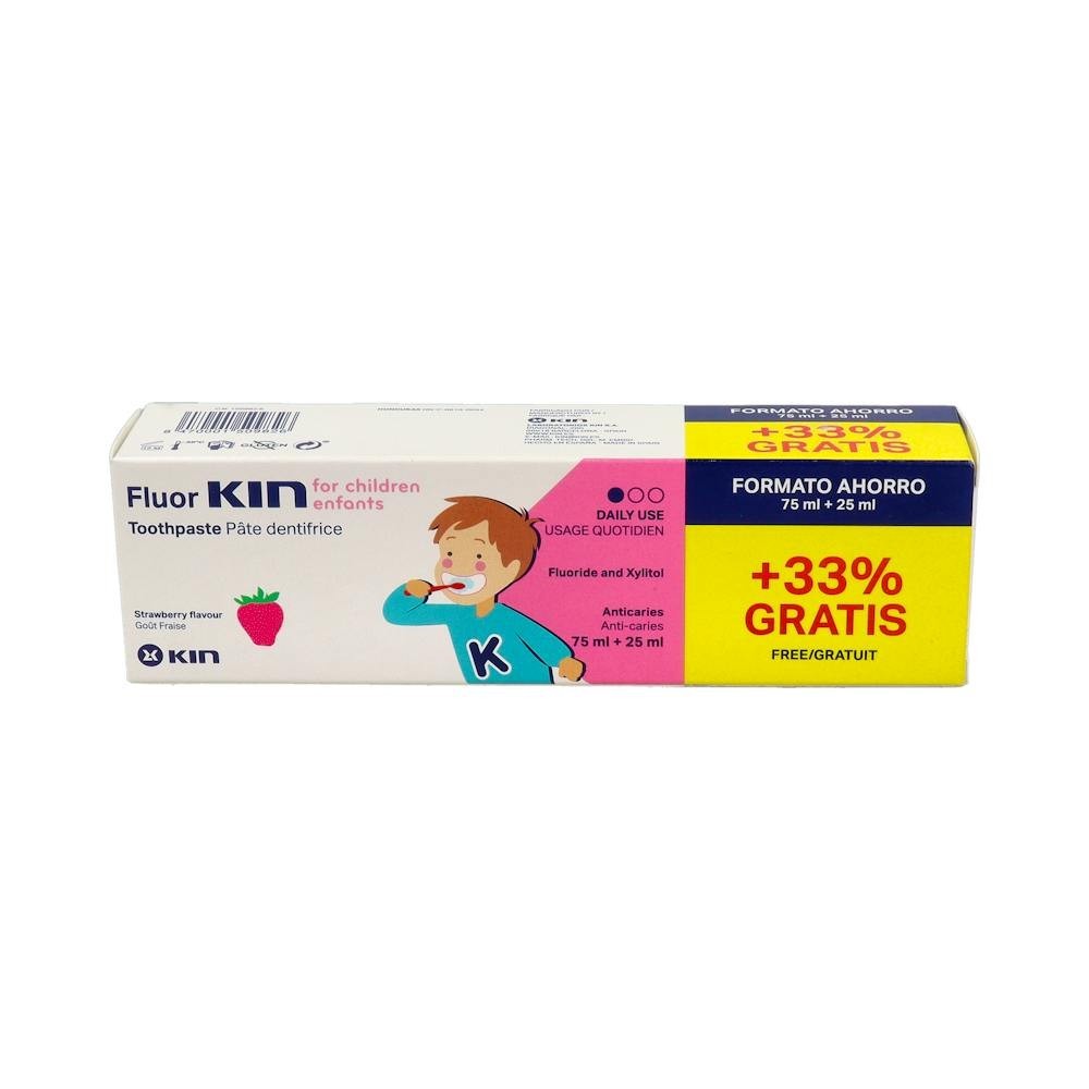 Fluor-Kin pasta dentífrica fresa 75ml + 25ml