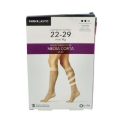 Farmalastic Media Corta (A-D) Compresión Normal T-Reina Plus Beige 1 Par