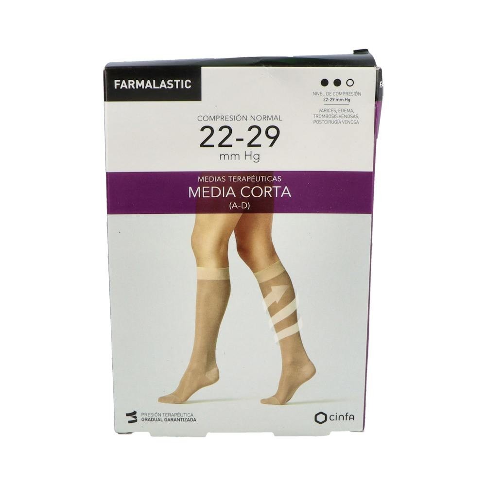 Farmalastic Media Corta (A-D) Compresión Normal T-Reina Plus Beige 1 Par