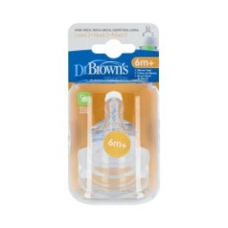 Dr. Brown's tetina silicona options + boca ancha 6 meses 2uds