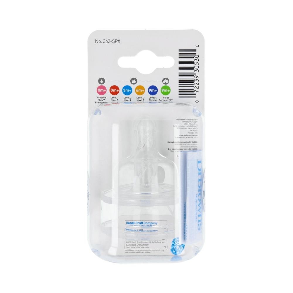 Dr Brown's tetina silicona boca ancha forma en Y +9meses 2uds
