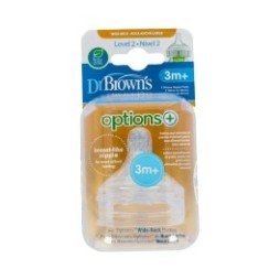 Dr Brown's Tetina Silicona Options+ Natural Flow Nivel 2 +3m  2uds